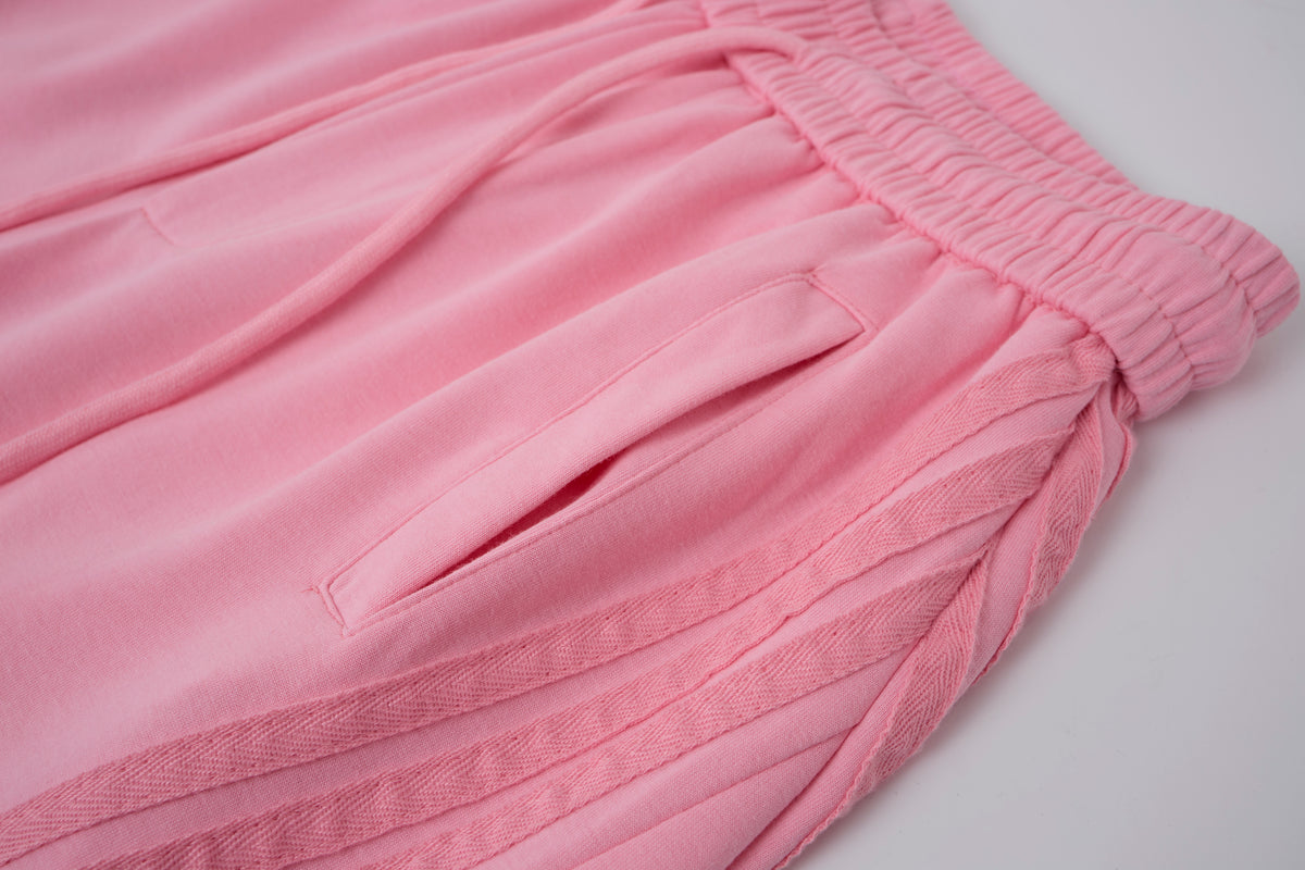 2026 New Women's Pink American‑Style Side Stripe Casual Pants, Streetwear Patchwork Draped Wide‑Leg Sweatpants