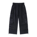 After Dark Women’s Washed Black Cargo Pants – Relaxed Wide-Leg Utility Streetwear Pants with Drawstring Waist