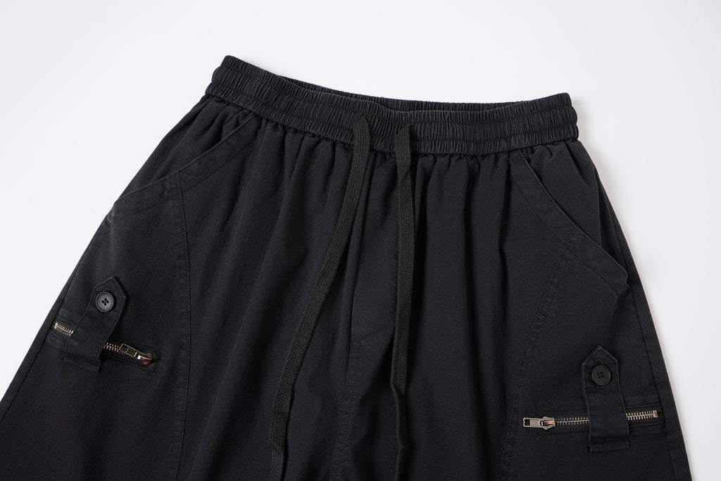 Urban Nomad Women’s Black Utility Cargo Pants – Relaxed Baggy Wide-Leg Pants with Multi-Pocket Design