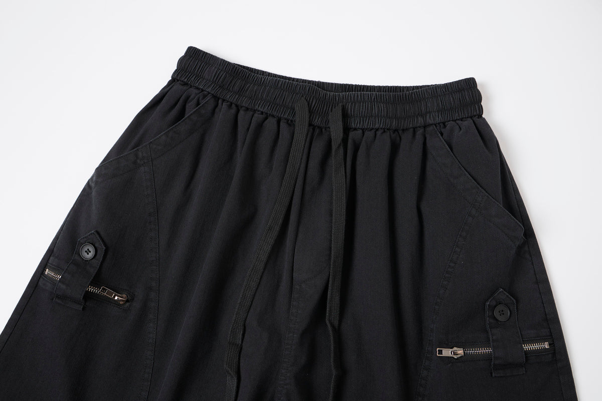 Urban Nomad Women’s Black Utility Cargo Pants – Relaxed Baggy Wide-Leg Pants with Multi-Pocket Design