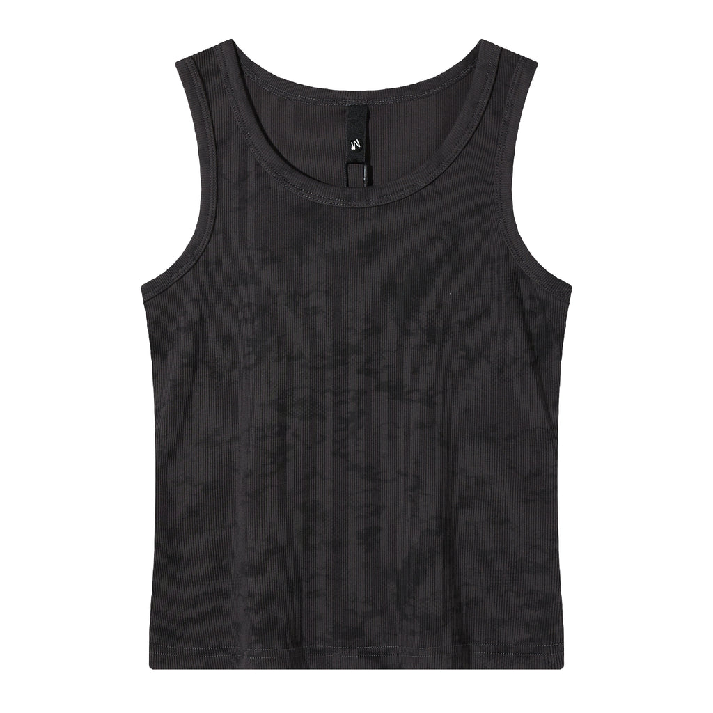 Women’s Brown Washed Ribbed Tank Top – Y2K Vintage Fitted Sleeveless Crew Neck Casual Top