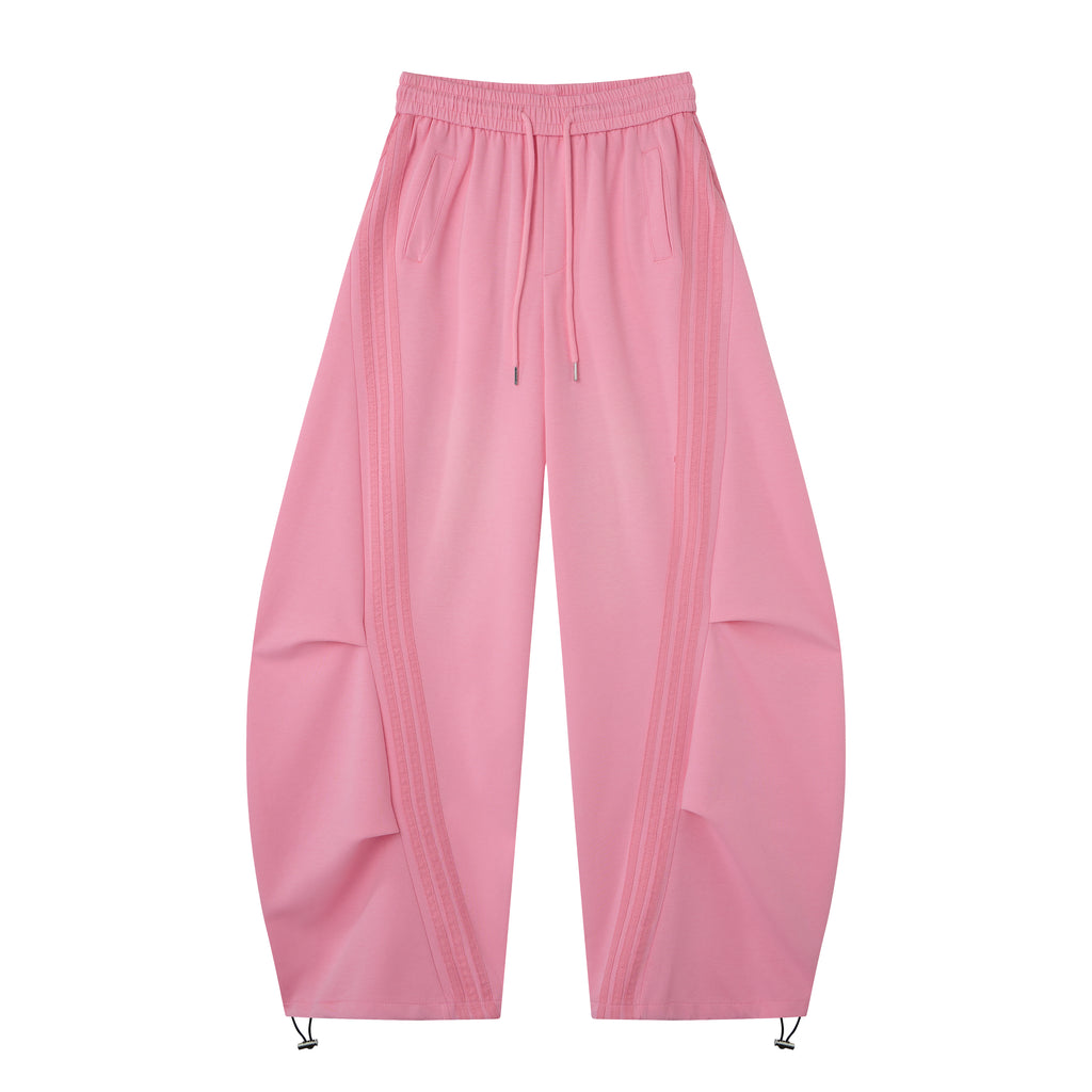 2026 New Women's Pink American‑Style Side Stripe Casual Pants, Streetwear Patchwork Draped Wide‑Leg Sweatpants