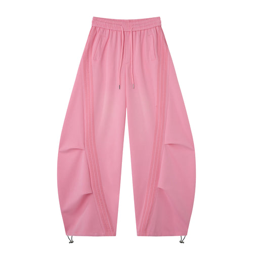 2026 New Women's Pink American‑Style Side Stripe Casual Pants, Streetwear Patchwork Draped Wide‑Leg Sweatpants