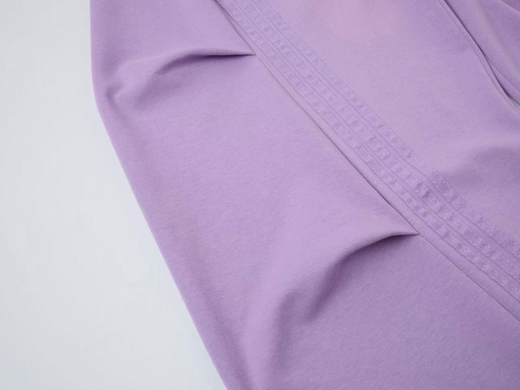 2026 New Arrival Light Purple American Side-Striped Casual Pants for Women, Trendy Brand Spliced Draping Wide‑Leg Sweatpants