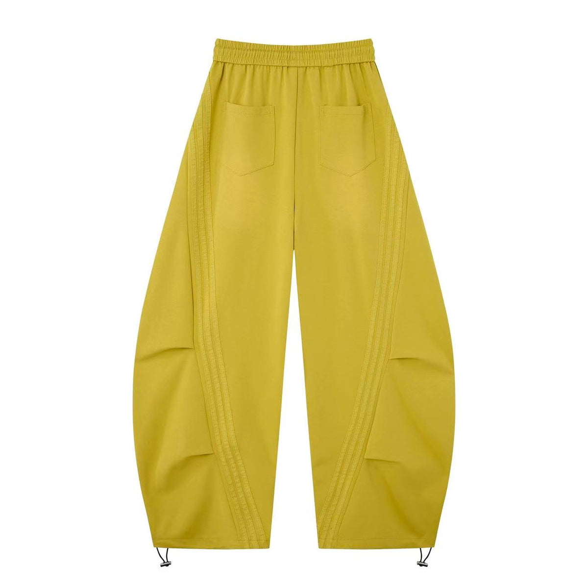 2026 New Arrival Mustard Yellow American‑Style Side‑Striped Casual Pants for Women, Trendy Spliced Draping Wide‑Leg Sweatpants