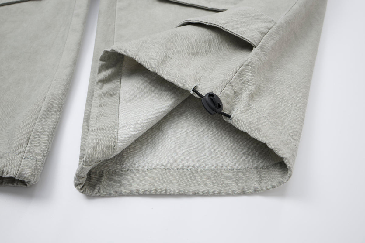 Silver District Women’s Light Gray Cargo Pants – Relaxed Wide-Leg Utility Pants with Zipper and Multi-Pocket Details