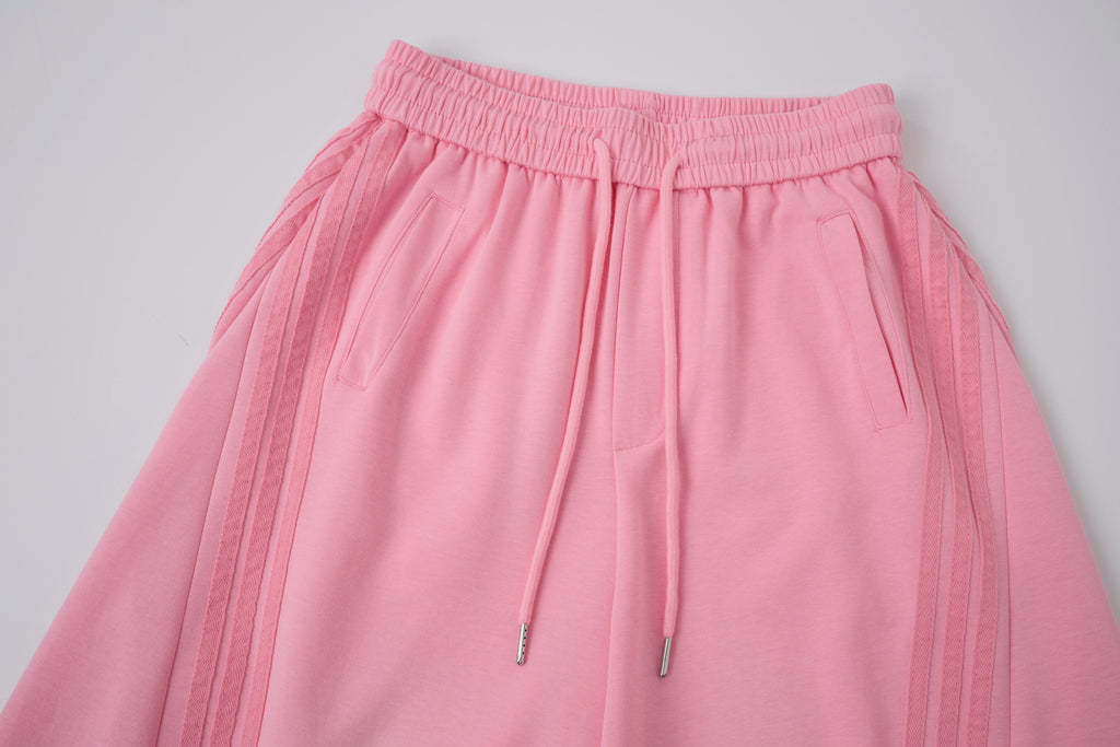 2026 New Women's Pink American‑Style Side Stripe Casual Pants, Streetwear Patchwork Draped Wide‑Leg Sweatpants