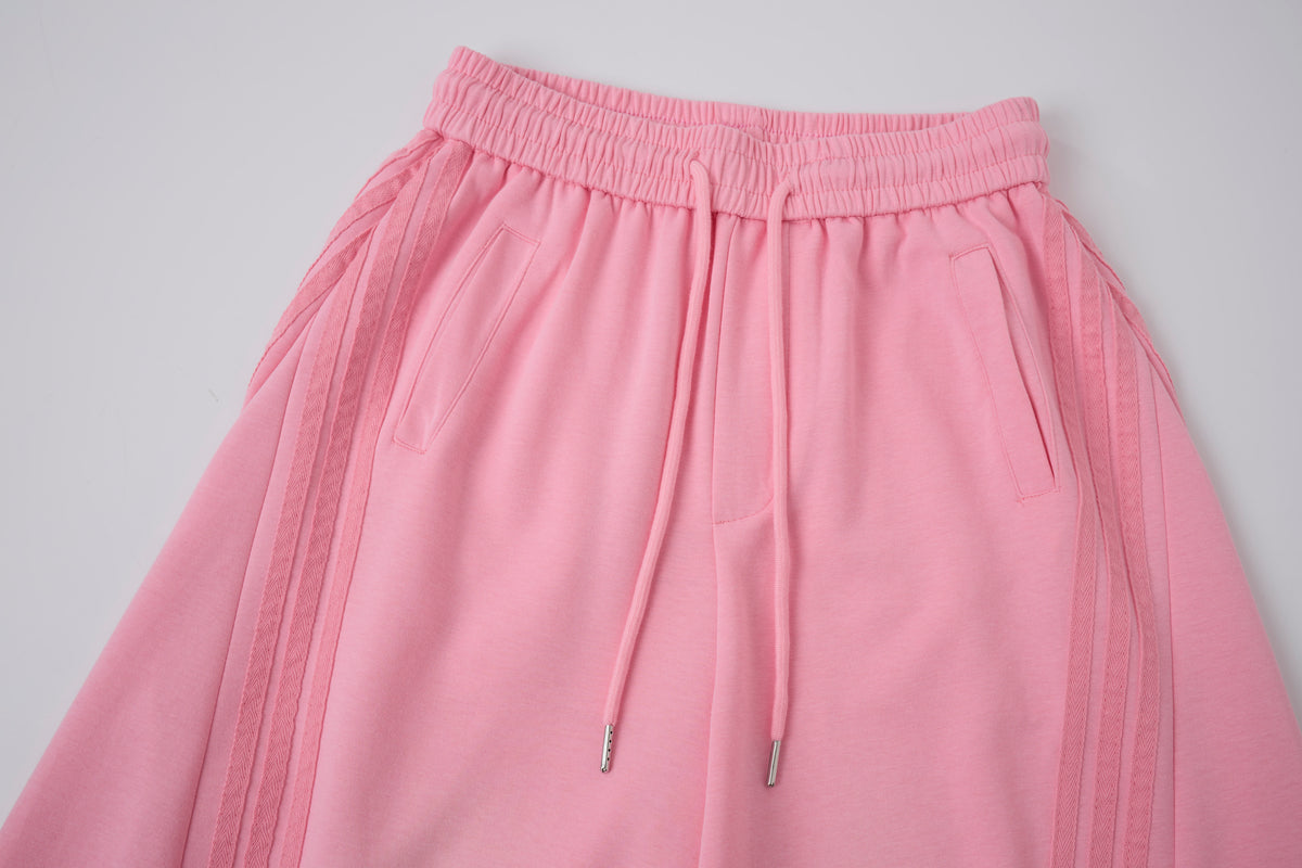 2026 New Women's Pink American‑Style Side Stripe Casual Pants, Streetwear Patchwork Draped Wide‑Leg Sweatpants