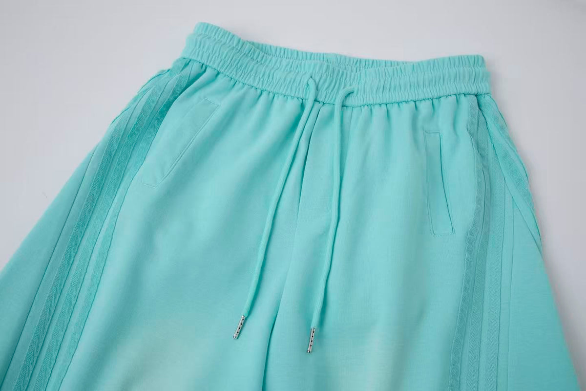 2026 New Arrival Tiffany Blue American‑Style Side‑Striped Casual Pants for Women, Trendy Spliced Draping Wide‑Leg Sweatpants