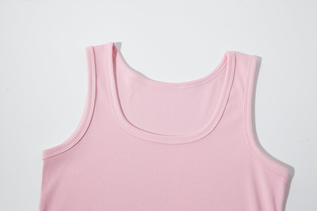Women’s Sunset Ombre Ribbed Crop Tank Top – Blush Pink & Gray