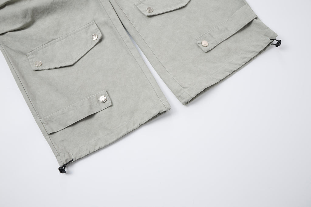 Silver District Women’s Light Gray Cargo Pants – Relaxed Wide-Leg Utility Pants with Zipper and Multi-Pocket Details